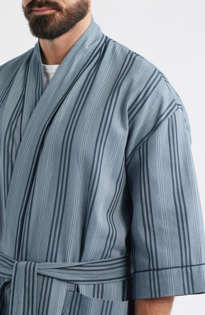 Majestic International Saltwater Cotton Robe, Alternate, color, Denim Stripe
