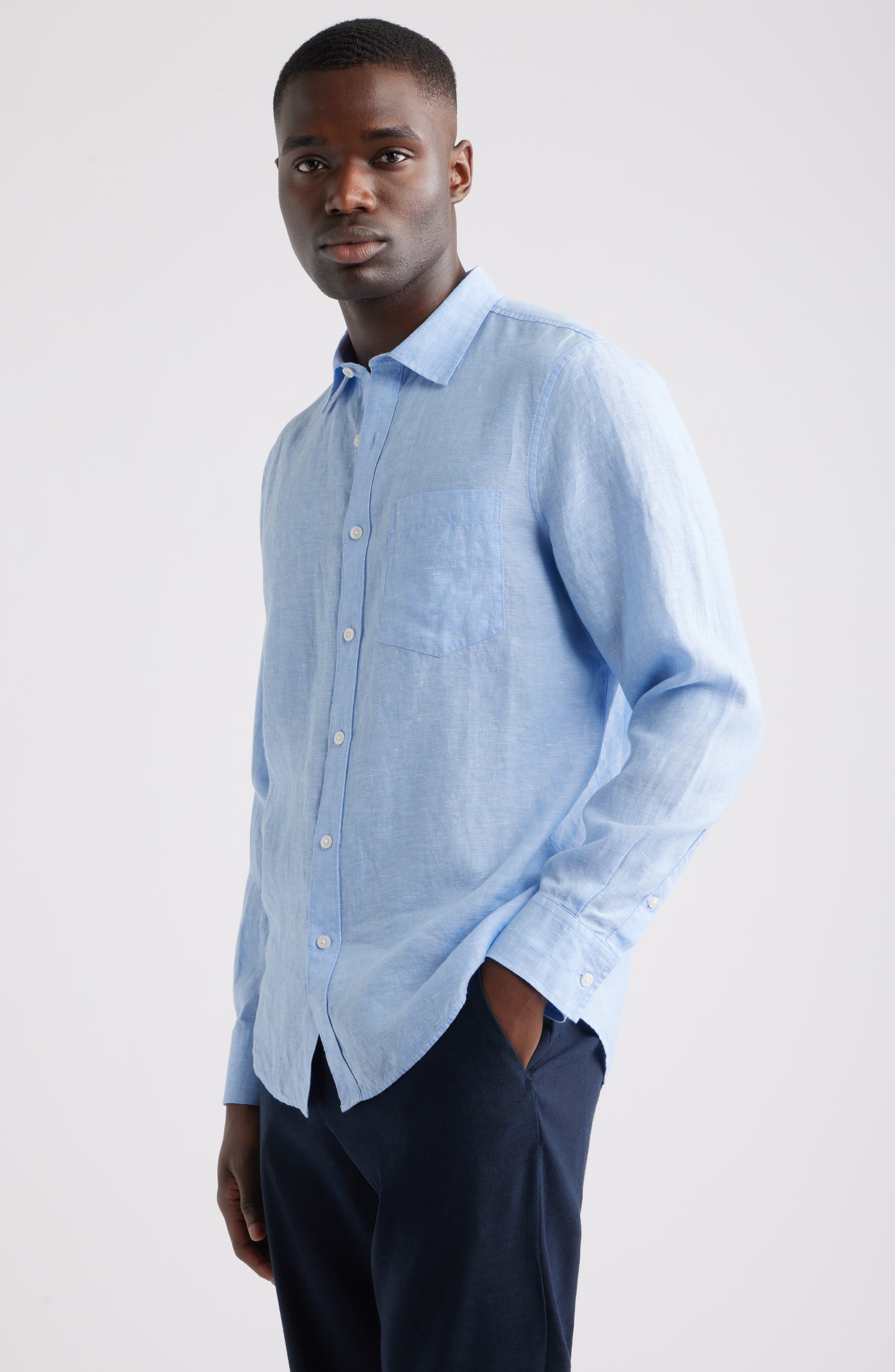 Мужские Nordstrom Linen Button-Up Shirt — фото 6