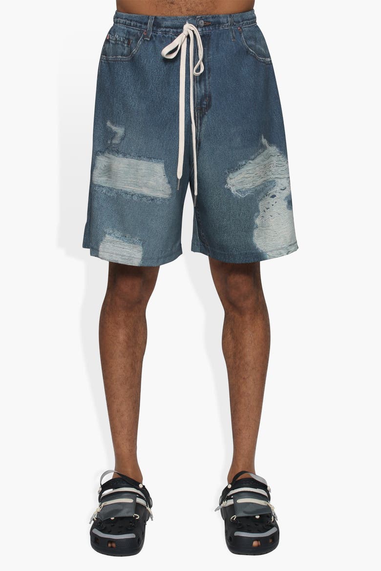 Dumb Printed Denim Short, Alternate, color, Denim