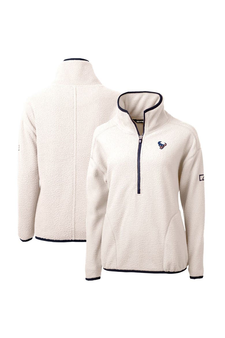 Women's Cutter & Buck Cream Houston Texans Americana Cascade Eco Sherpa Fleece Half-Zip Pullover Jacket, Alternate, color, Cream