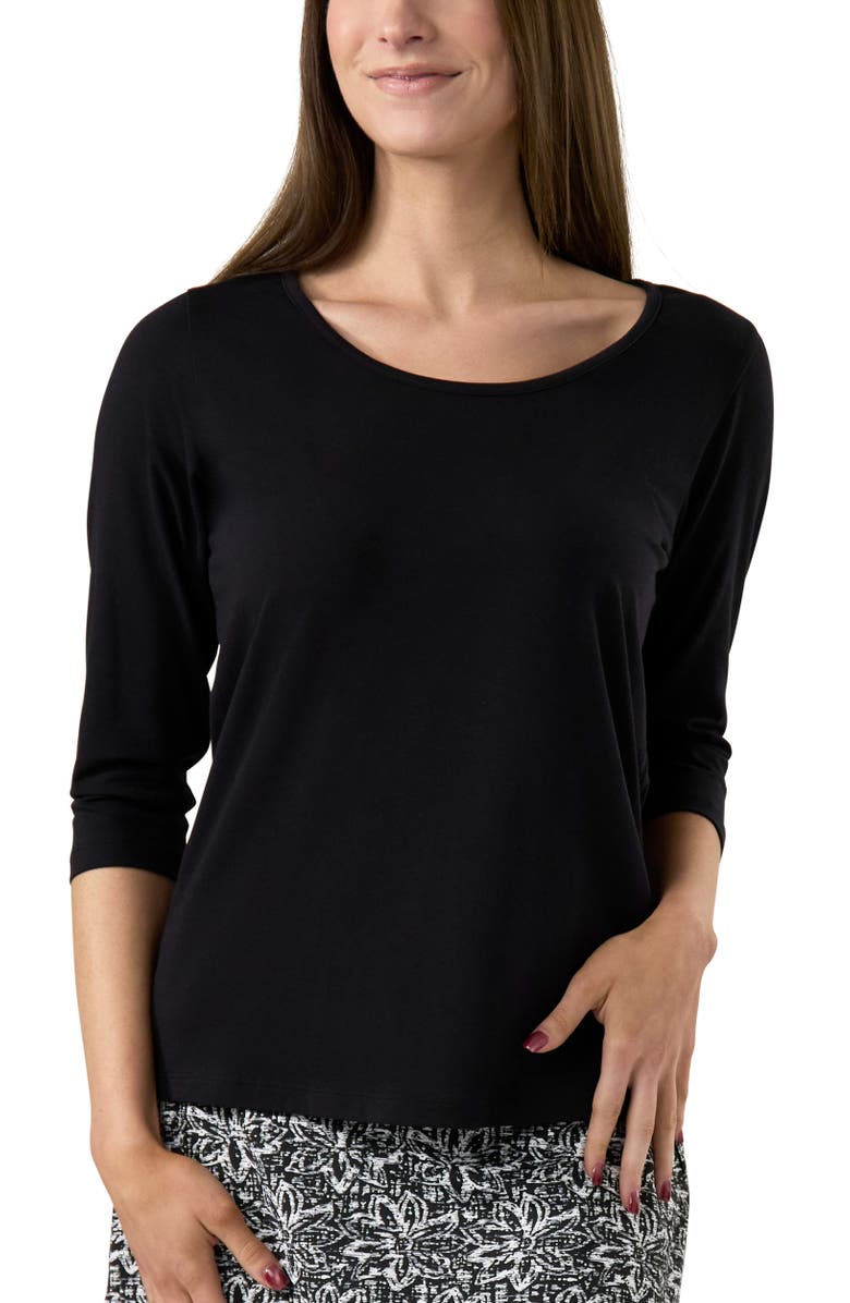 UV Skinz 3/4 Sleeve Scoop Neck R&R Tee, Main, color, Black