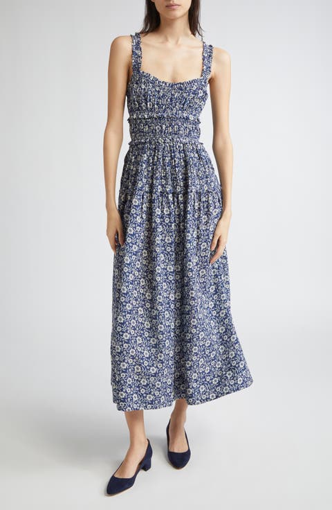 Marianne Floral Print Smocked Maxi Dress