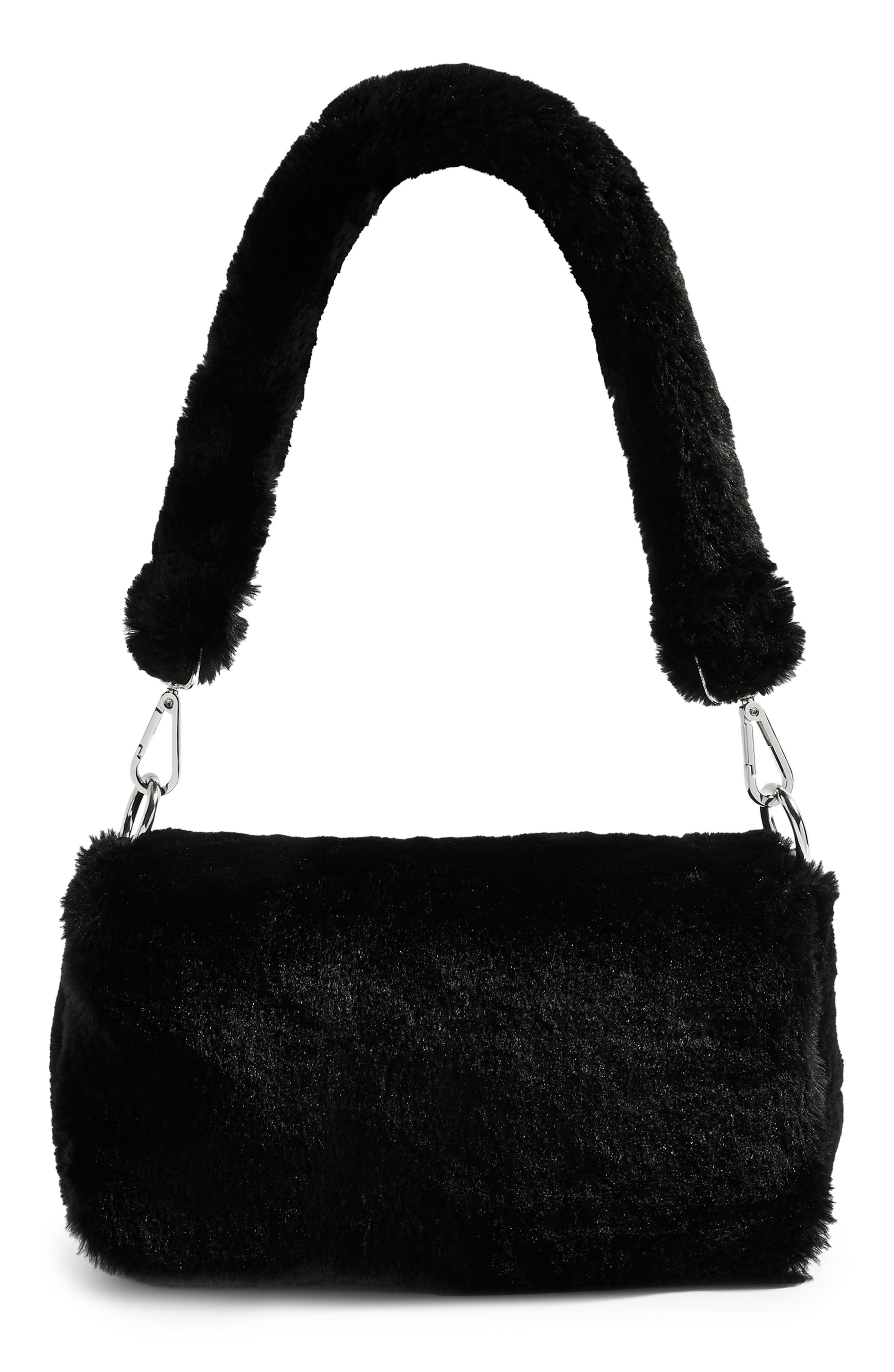 Topshop Cici Faux Fur Shoulder Bag, Main, color, 