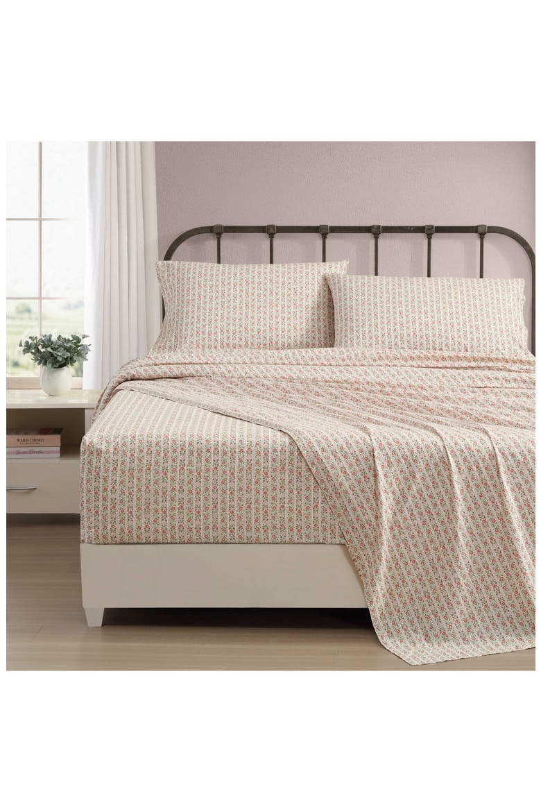 Marta Stripe Cotton Percale Sheet Set, Alternate, color, PINK