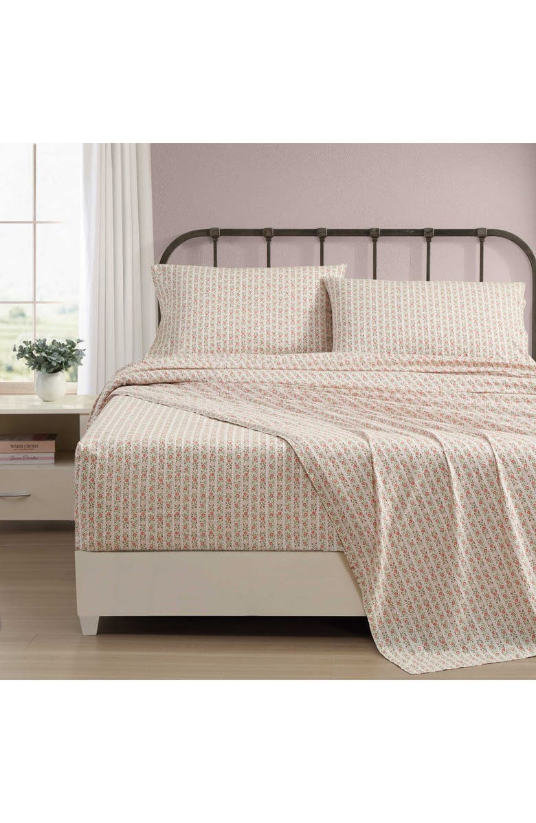 Laura Ashley Marta Stripe Cotton Percale Sheet Set, Alternate, color, Pink