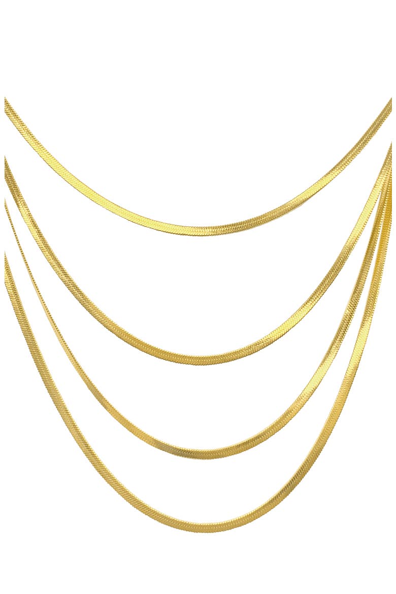 Davinci Layered Herringbone Chain Necklace, Alternate, color, YELLOW