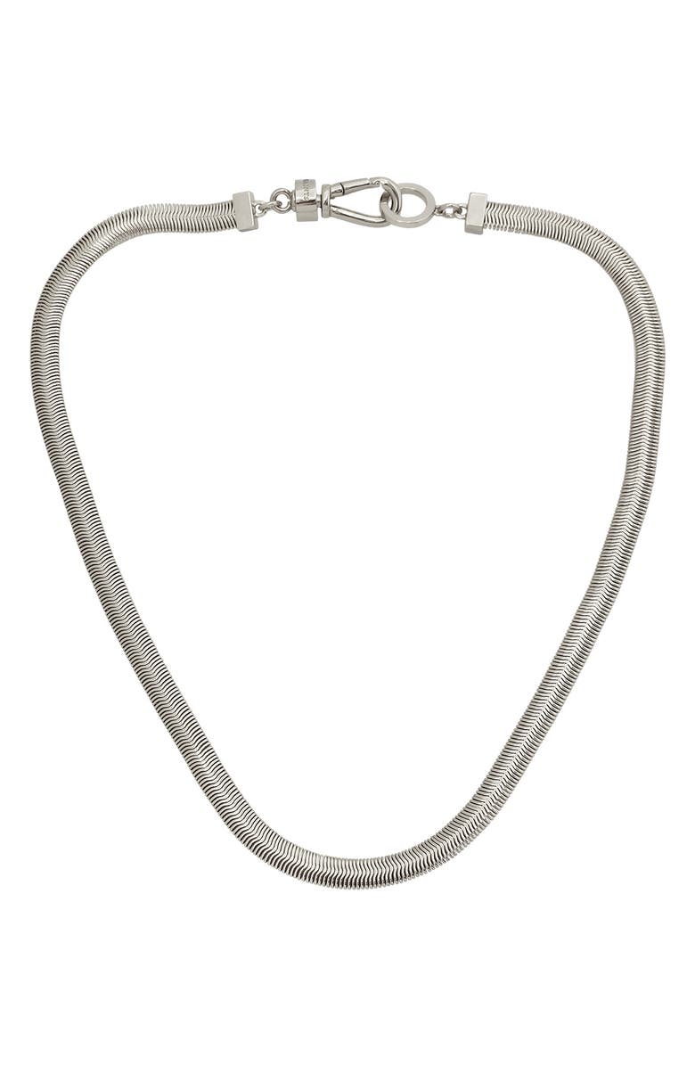 AllSaints Flat Link Collar Necklace, Main, color, Rhodium
