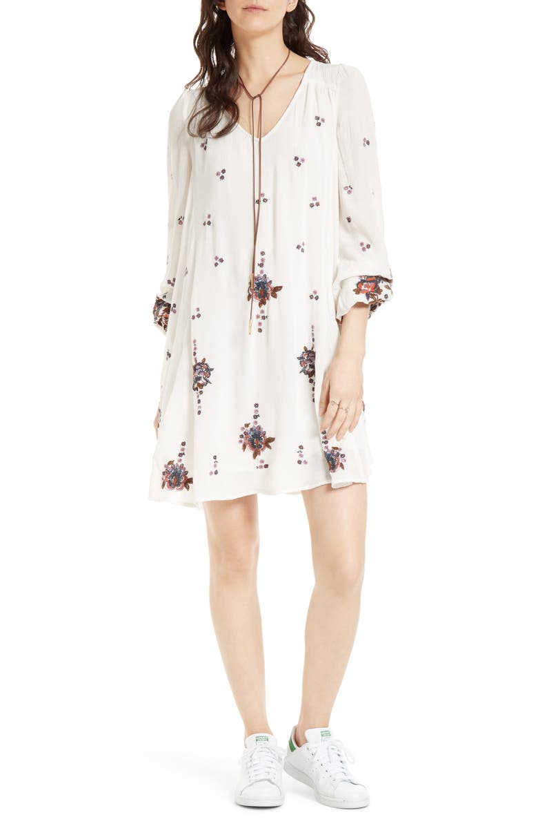 Free People Embroidered Minidress, Alternate, color, 