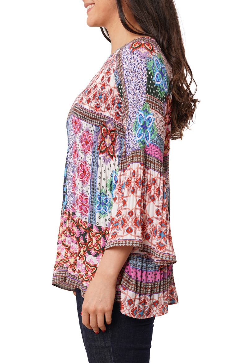 Pleated Keyhole Top, Alternate, color, ARIEL