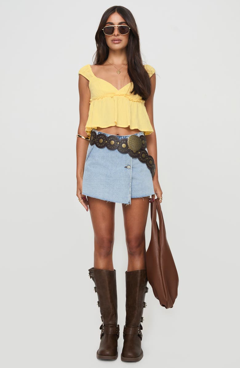 Princess Polly Contardo Cap Sleeve Babydoll Top, Alternate, color, Yellow