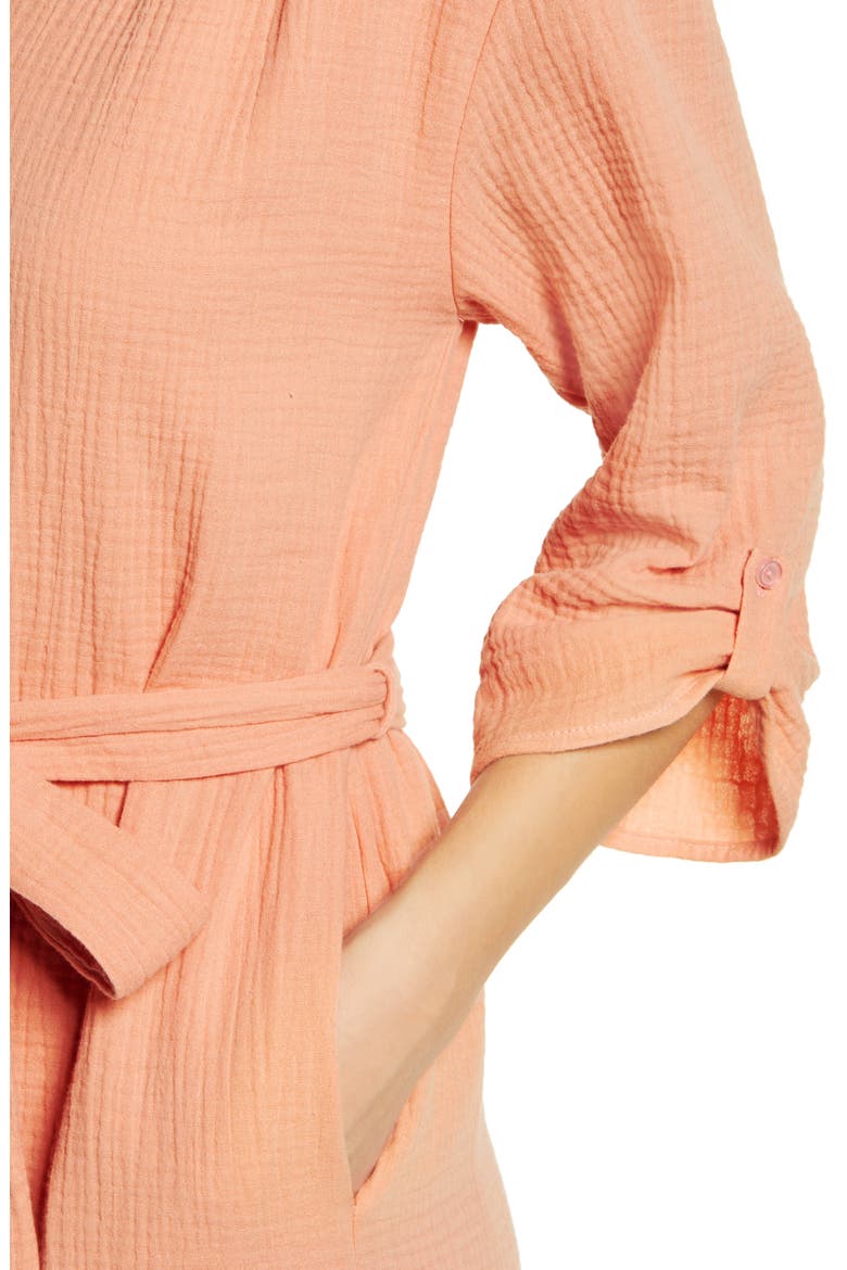 Textured Midi Shirtdress, Alternate, color, CORAL