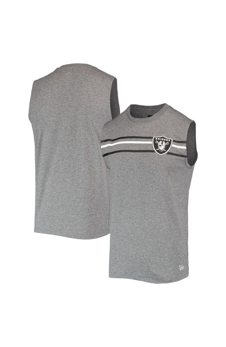 New Era Men's New Era Heathered Gray Las Vegas Raiders Brushed Sleeveless Tank Top, Alternate, color, Heather Gray