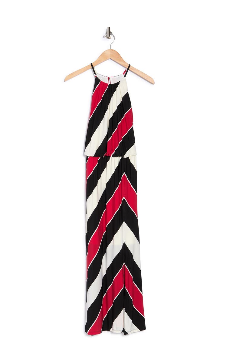 London Times Striped Blouson Halter Maxi Dress, Alternate, color,