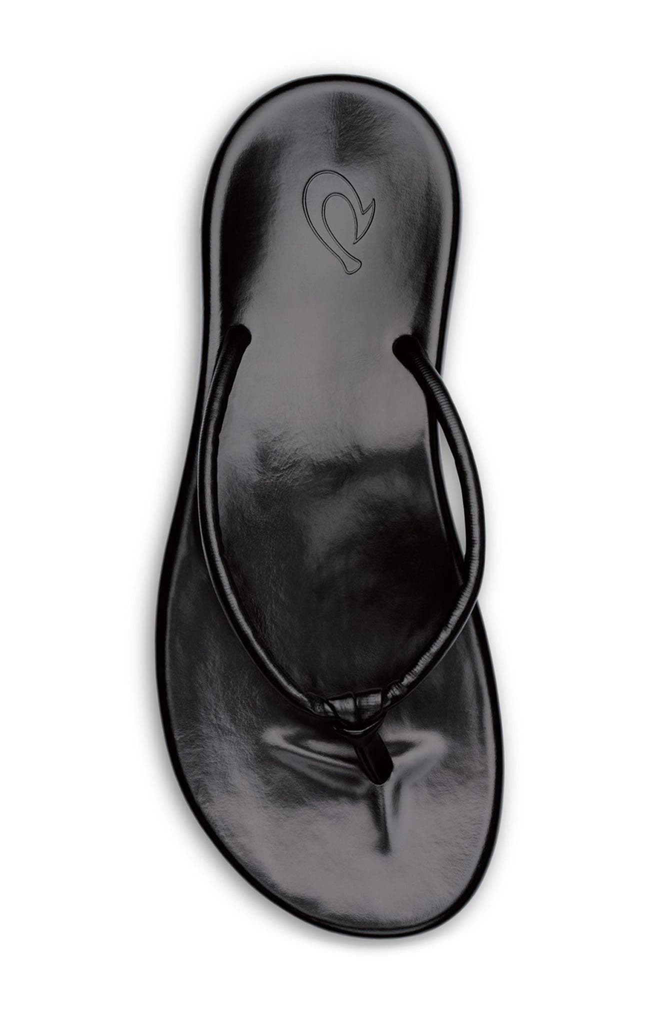 OluKai Huawai Flip Flop, Alternate, color, Black / Black
