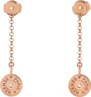 Pre-Owned Hermes Gambade Clou de Selle Earrings 18K Rose Gold with Diamonds