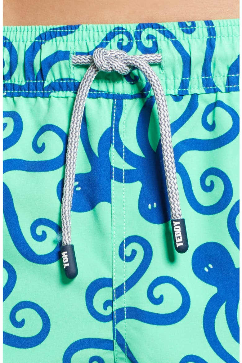 'Octopus Pattern' Swim Trunks, Alternate, color, GREEN/ BLUE