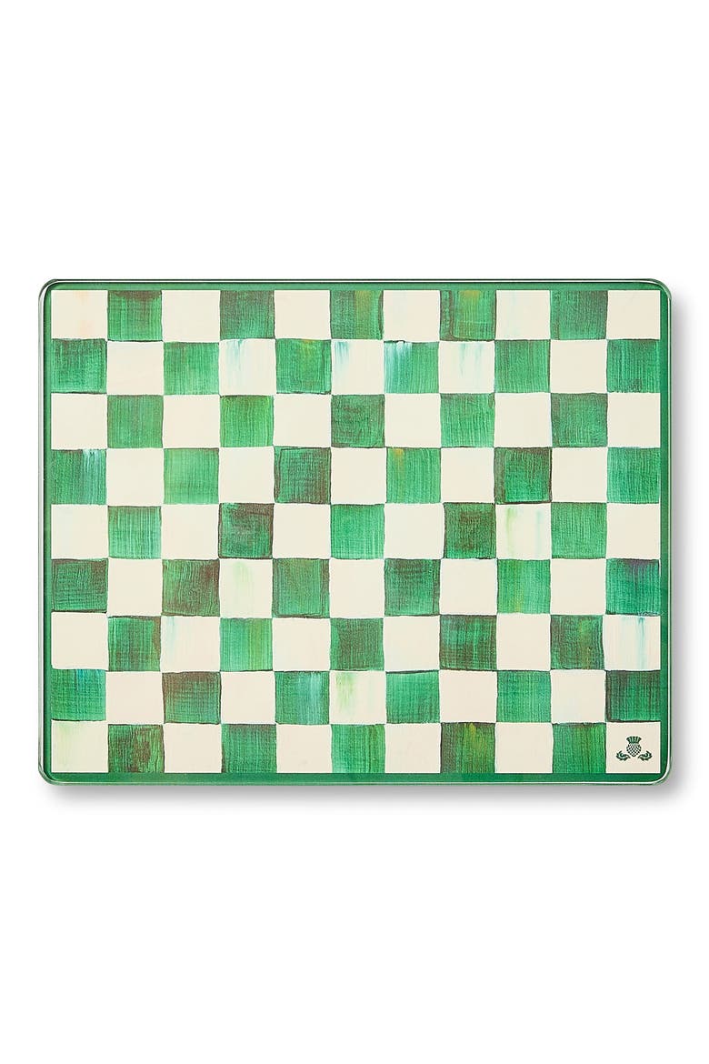Emerald Check Set of 2 Glass Cutting Boards, Alternate, color, EMERALD