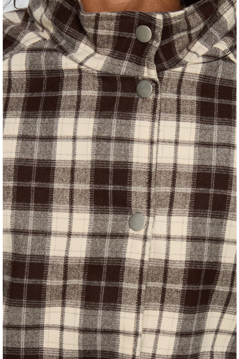 Khodana Plaid Funnel Neck Jacket, Alternate, color, BROWN CHECK