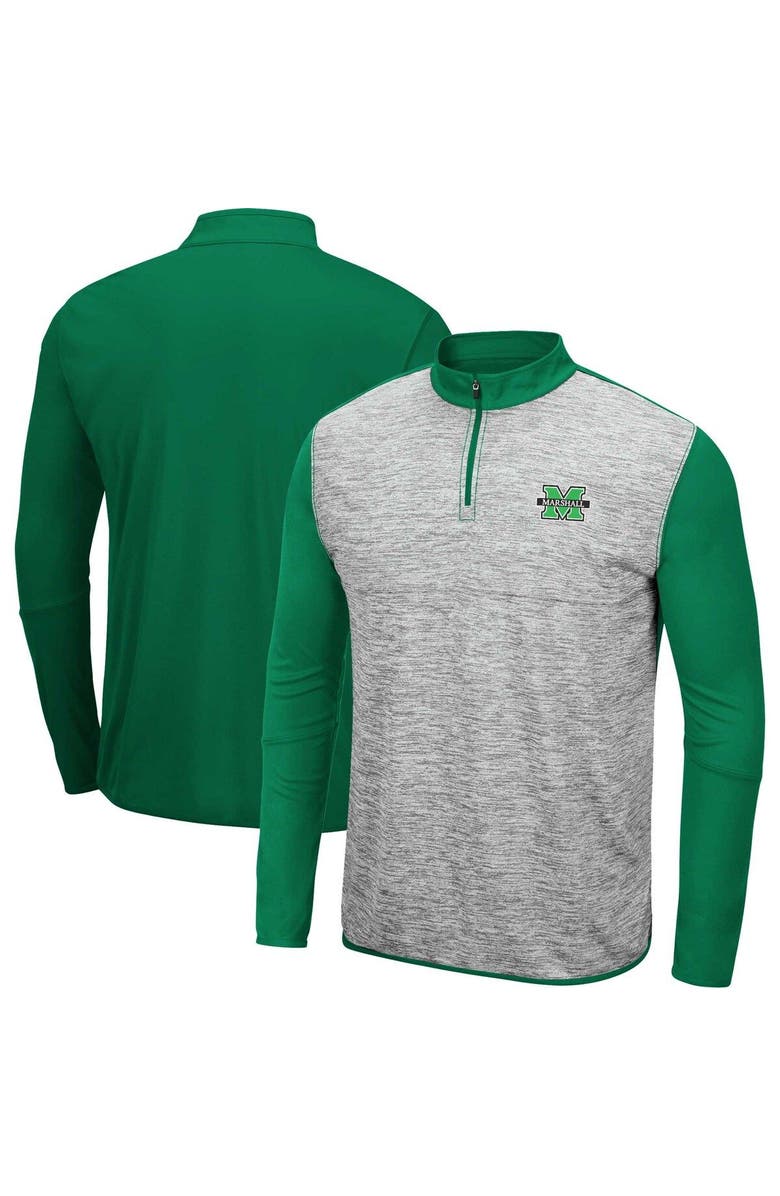 COLOSSEUM Men's Colosseum Heather Gray/Kelly Green Marshall Thundering Herd Prospect Quarter-Zip Jacket, Main, color,