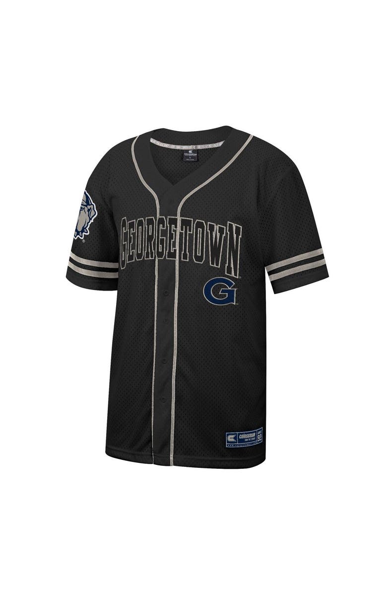 COLOSSEUM Men's Colosseum Black Georgetown Hoyas Free Spirited Mesh Button-Up Baseball Jersey, Alternate, color, 