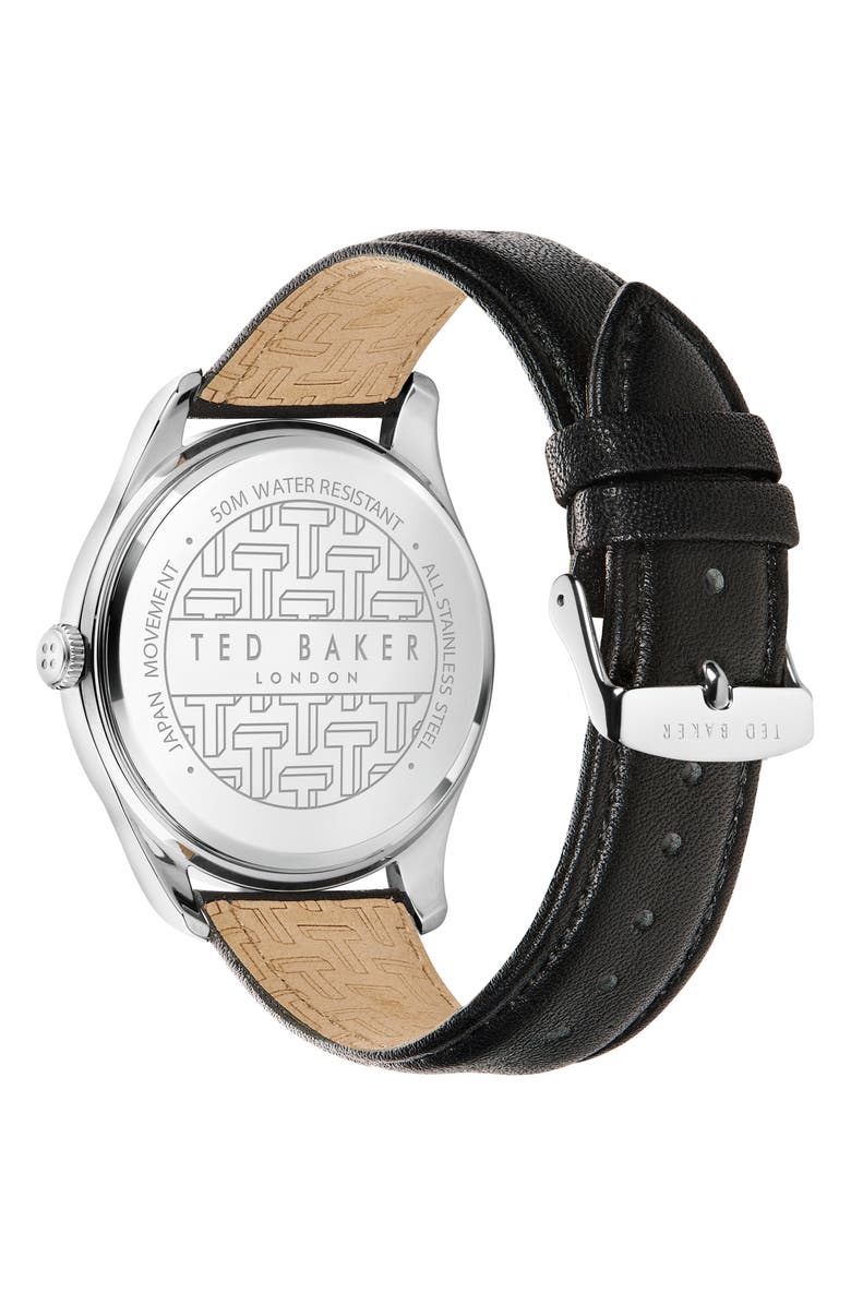 Ted Baker Leytonn Brogue Leather Watch, 40mm, Alternate, color, Black