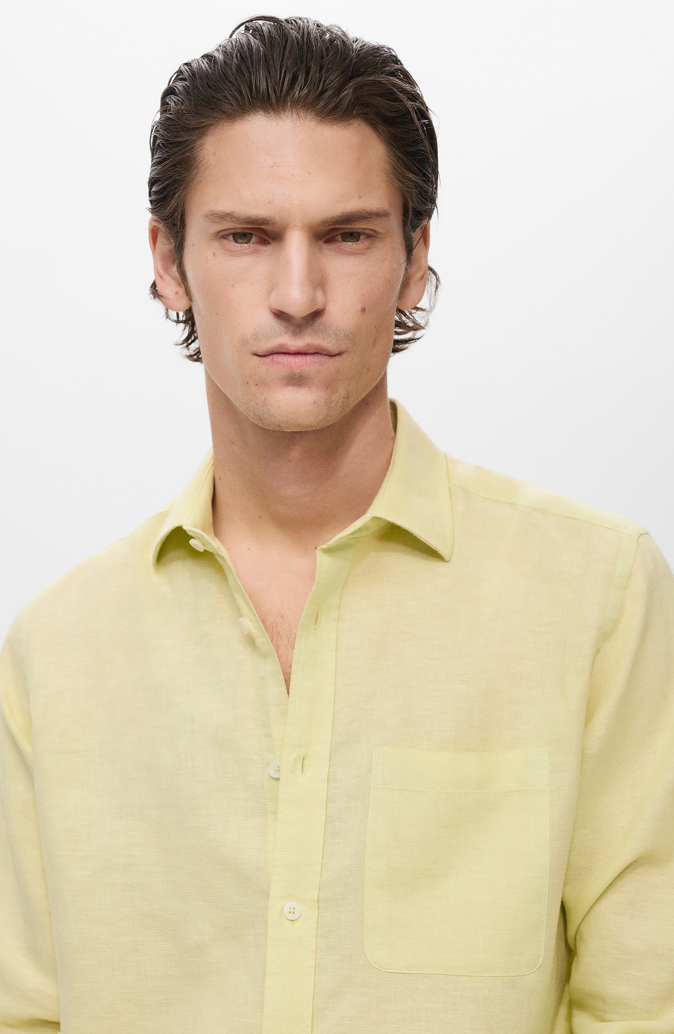 Linen & Cotton Blend Button-Up Shirt - image 2