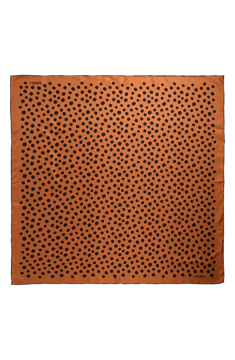 Valentino Garavani Dalmatian Polka Dot Silk Square Scarf, Main, color, Orange