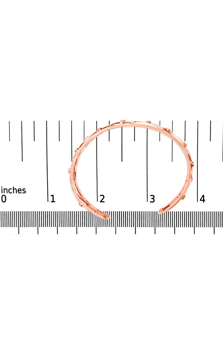 Haus of Brilliance 14K Rose Gold 5/8 Ctw Diamond Pink Tourmaline Open Cuff Bangle with White Enamel, Alternate, color, Pink