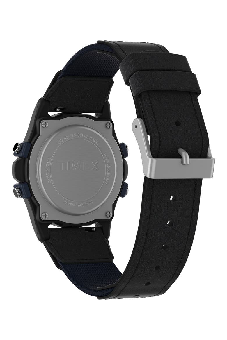 Atlantis Chronograph Fabric Strap Watch, 40mm, Alternate, color, BLACK/ BLACK/ BLUE