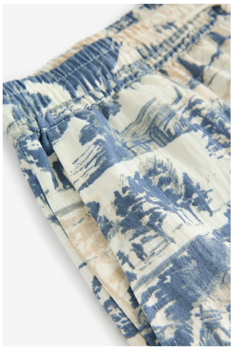 Tree Print Wide Leg Drawstring Pants, Alternate, color, WHITE/ BLUE