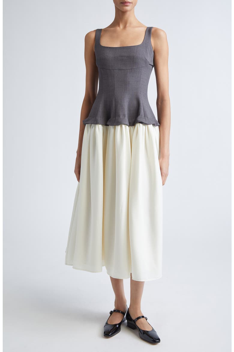 Mixed Media Corset Dress, Main, color, MELANGE GREY / CREAM