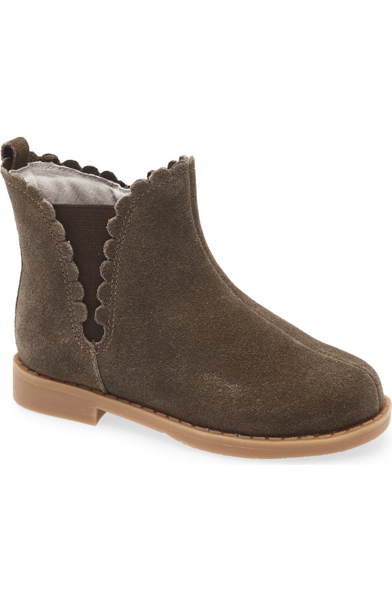 L'AMOUR Kids' Nicola Scalloped Bootie, Main, color, Brown