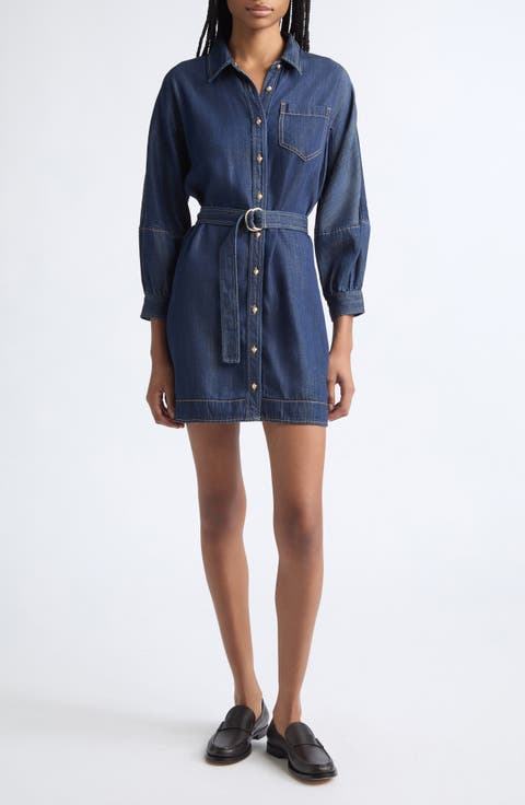 Leona Belted Denim Shirtdress