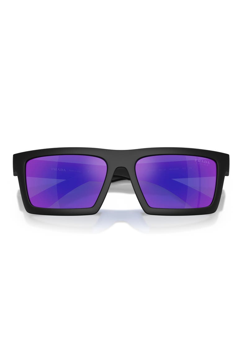 55mm Rectangular Sunglasses, Alternate, color, MATTE BLACK/ BLUE VIOLET