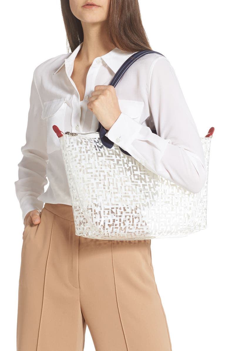 Longchamp Medium Le Pliage Translucent Tote, Alternate, color,