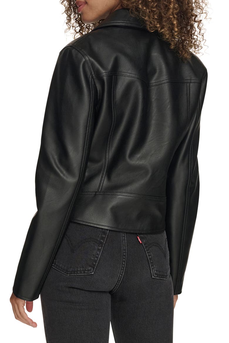 Women's Essential Faux Leather Moto Jacket, Alternate, color, BLACK