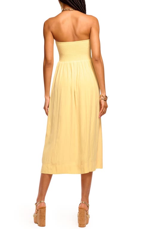 Ramy Brook Blair Strapless Smocked Midi Dress In Yellow
