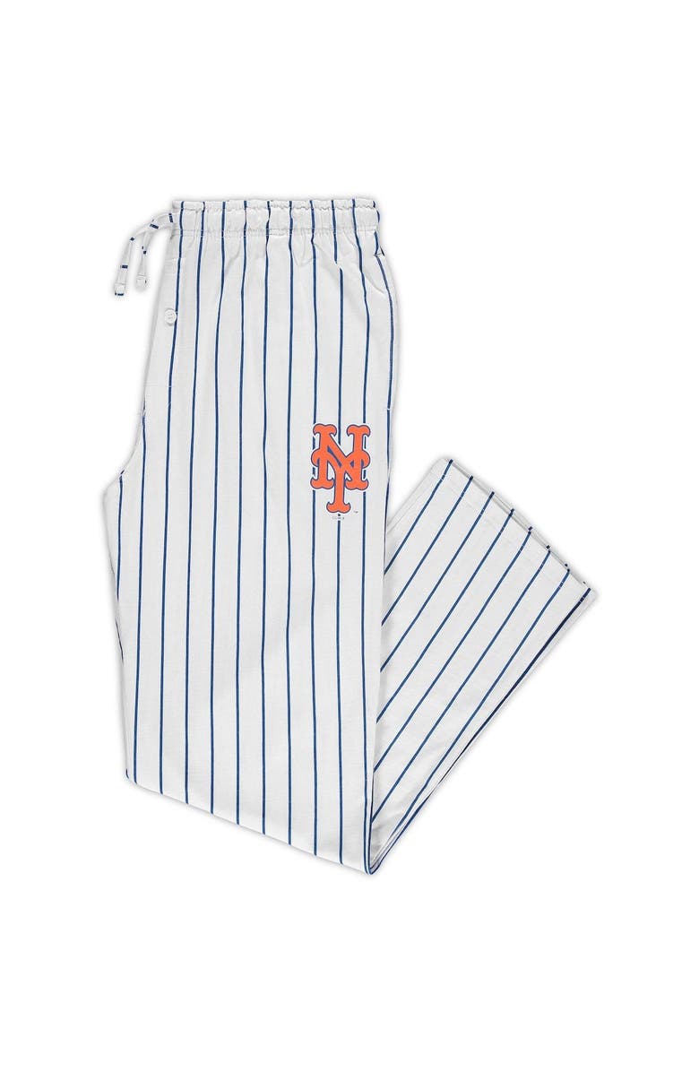 CONCEPTS SPORT Men's Concepts Sport White/Royal New York Mets Big & Tall Pinstripe Sleep Pants, Main, color, 
