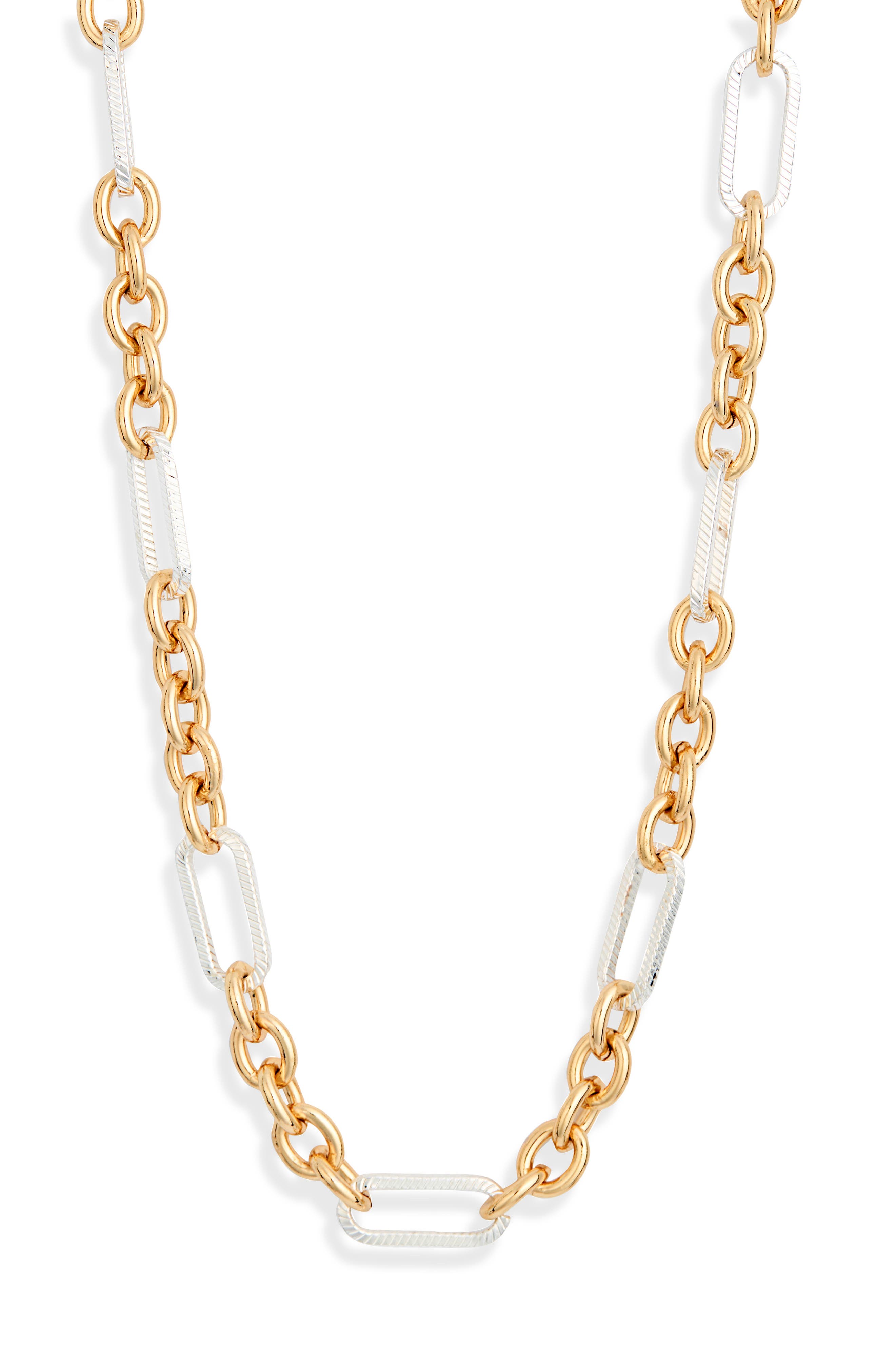NORDSTROM RACK Two-Tone Bar & Link Chain Necklace