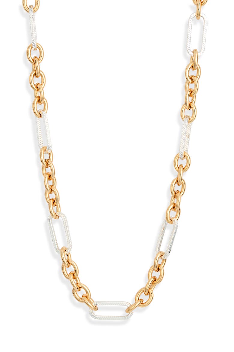 Two-Tone Bar & Link Chain Necklace, Main, color, GOLD- SILVER