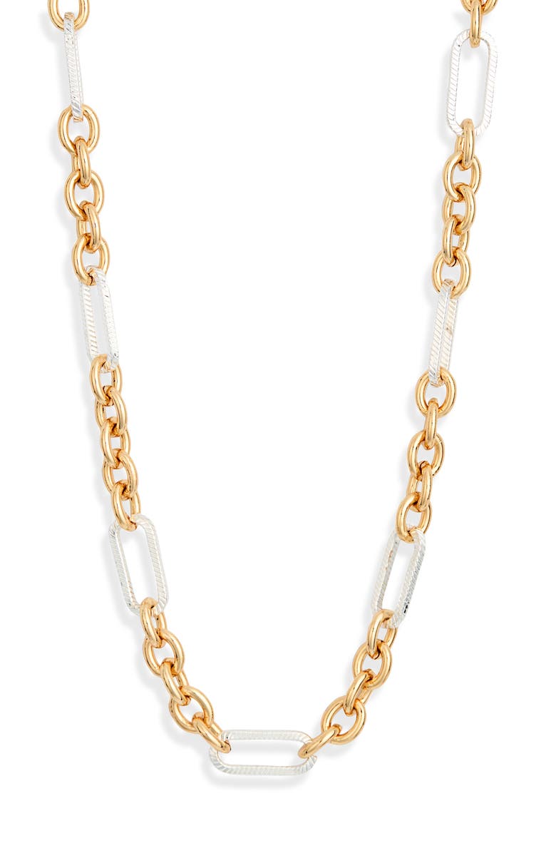 NORDSTROM RACK Two-Tone Bar & Link Chain Necklace, Main, color, Gold- Silver