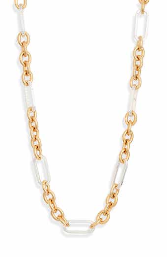 Two-Tone Bar & Link Chain Necklace