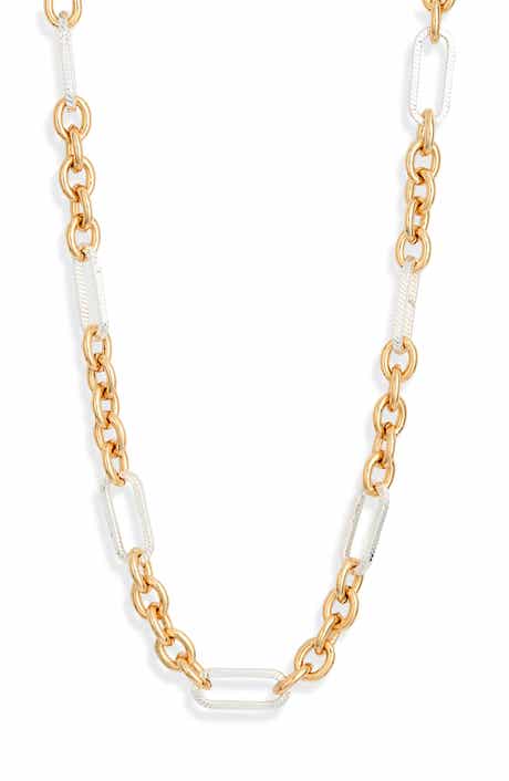 NORDSTROM RACK Two-Tone Bar & Link Chain Necklace