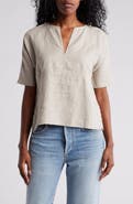 James Perse Split Neck Linen Top