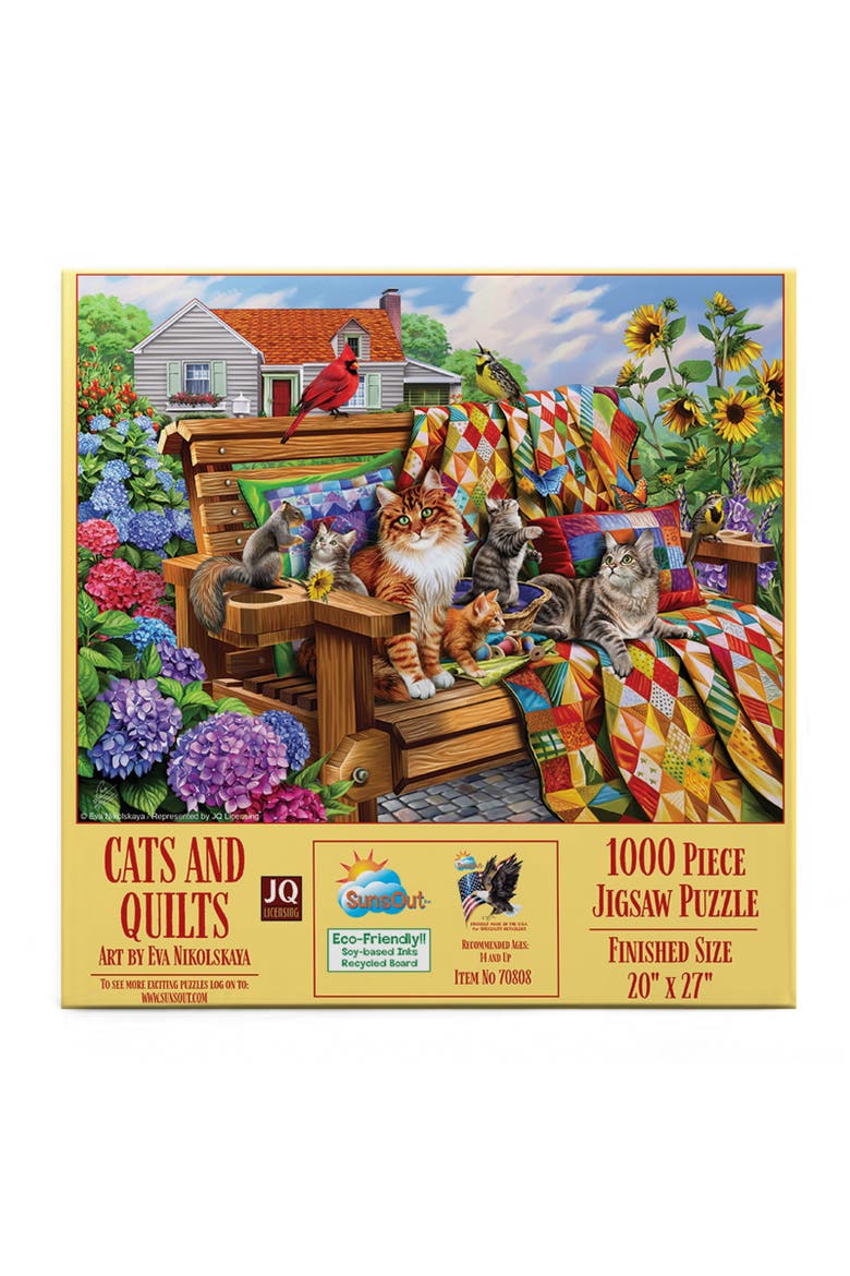 Cats and Quilts 1000 piece Jigsaw Puzzle for Adults, Alternate, color, Multicolor