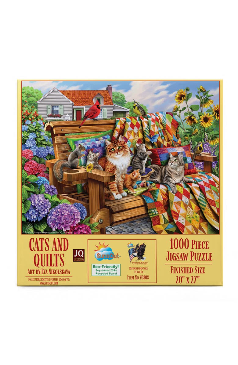 Sunsout Cats and Quilts 1000 piece Jigsaw Puzzle for Adults, Alternate, color, Multicolor