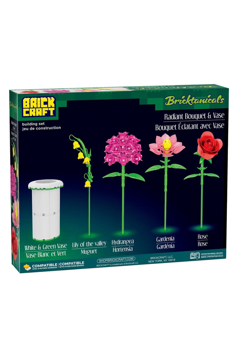 Bricktanicals Radiant Bouquet & Vase Building Set, Alternate, color, White