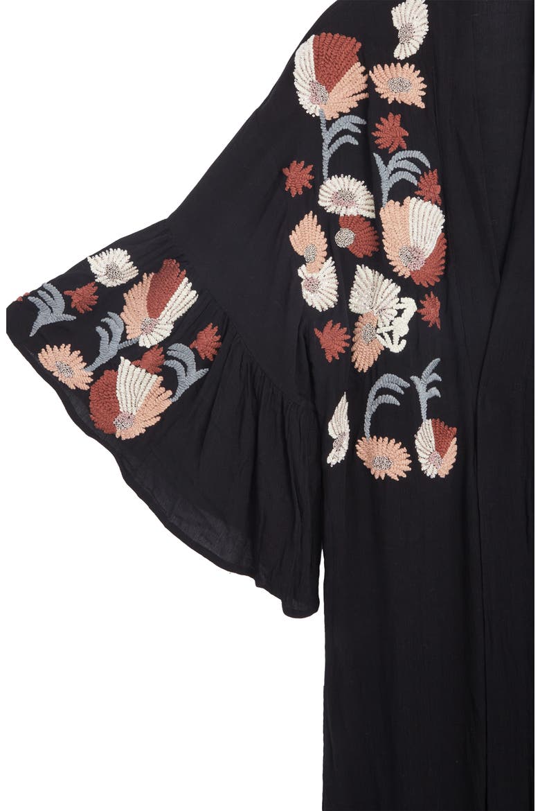Embroidered Caftan, Alternate, color, BLACK