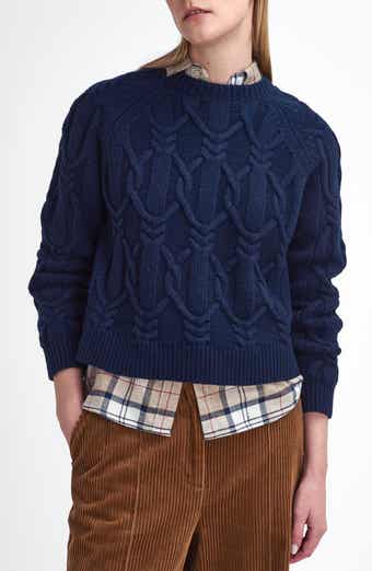 Barbour Elisha Cable-Knit Crew Neck Wool Blend Sweater