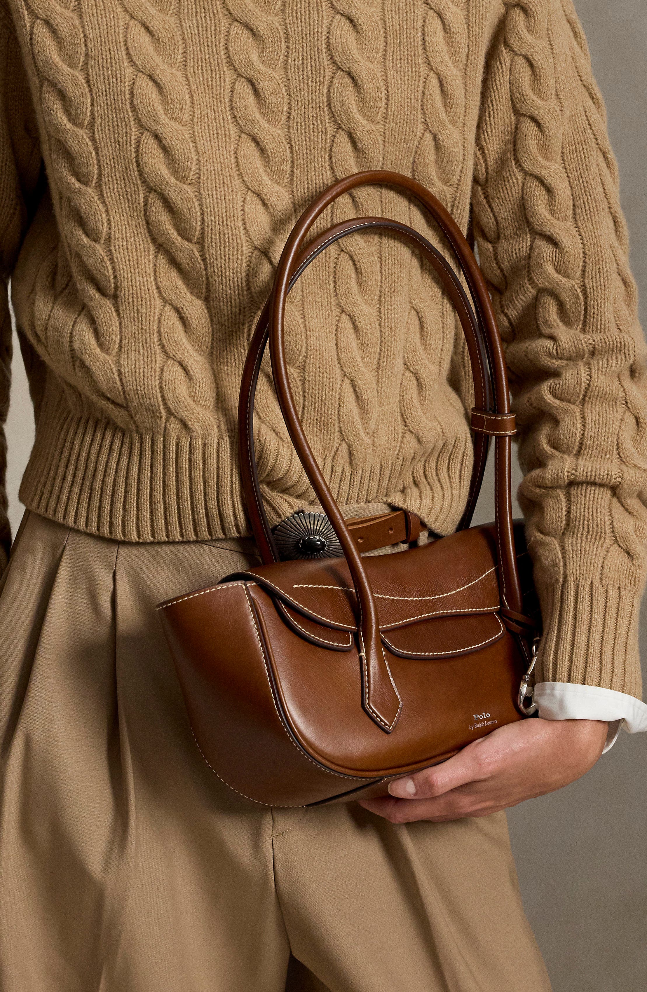 Small Polo Blaze Tumbled Leather Shoulder Bag, Alternate, color, CHESTNUT